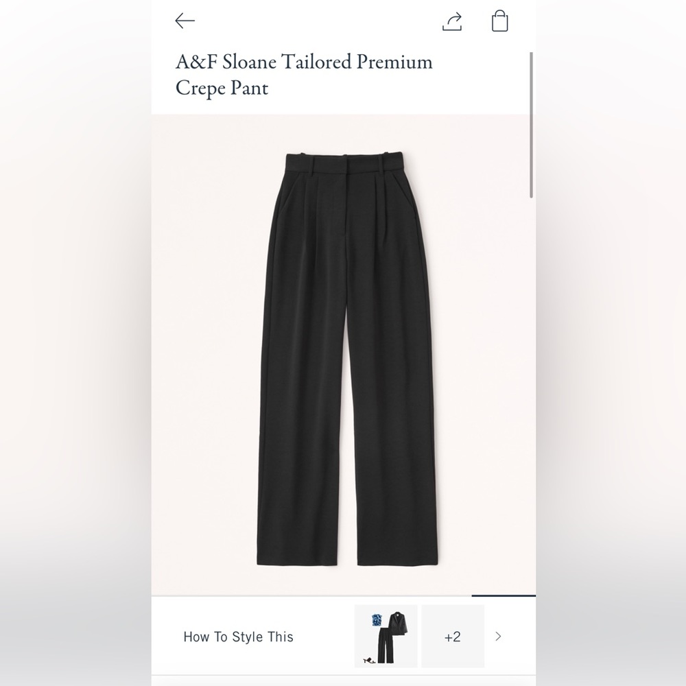 NWT Black Abercrombie Sloane Pant - size 28L